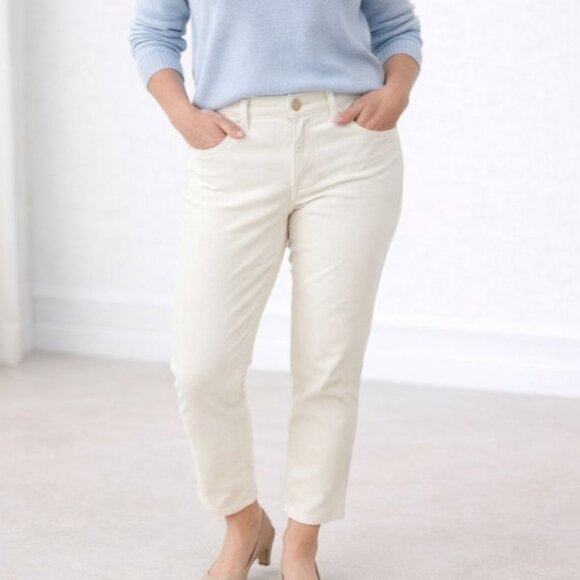 Talbots Pants - Talbots Womens Ivory Corduroy Pants Size 12 Stretch Ankle Crop 26” Inseam